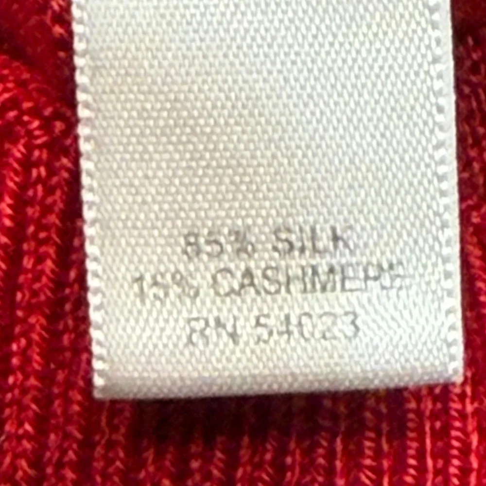 Banana Republic Sweater Mens XL Red Striped Silk‎ Cashmere Blend V-Neck Pullover